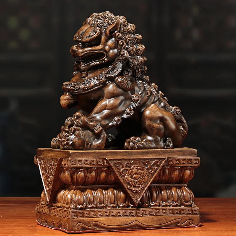 Chinese Lion Ornament Beijing Lion Resin Craft Home Living Roomecor Shop Opening Gift