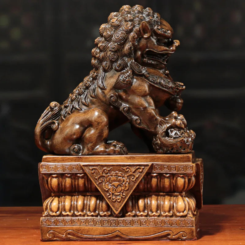 Chinese Lion Ornament Beijing Lion Resin Craft Home Living Roomecor Shop Opening Gift