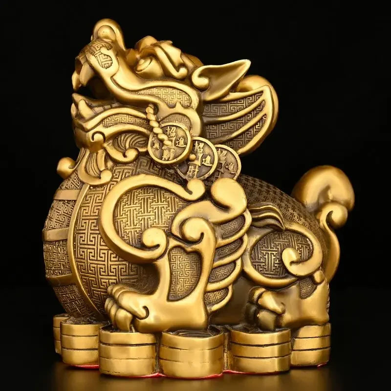 Chinese Lucky Copper Brave Ornaments Money Brave Living Room Wine Cabinet Office Desktop Decor Sculptures