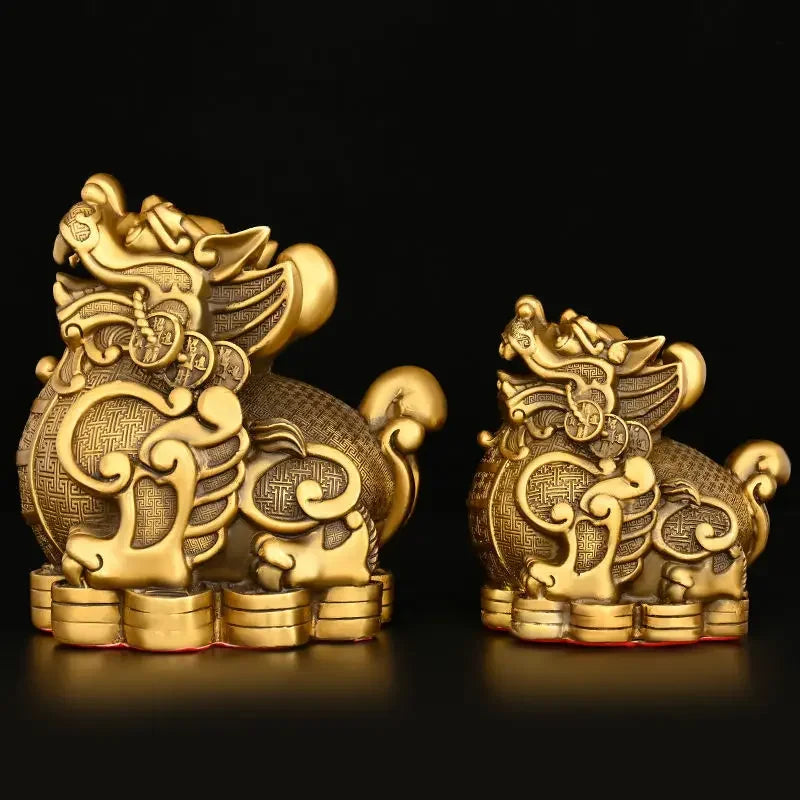 Chinese Lucky Copper Brave Ornaments Money Brave Living Room Wine Cabinet Office Desktop Decor Sculptures