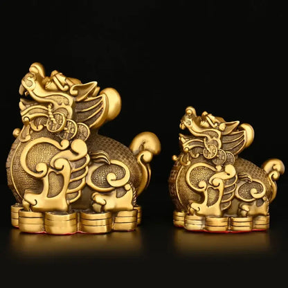 Chinese Lucky Copper Brave Ornaments Money Brave Living Room Wine Cabinet Office Desktop Decor Sculptures