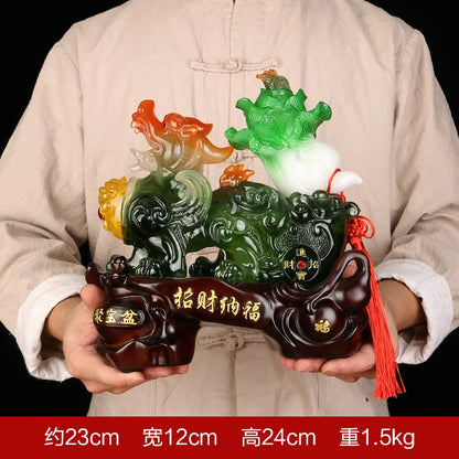 Chinese Lucky Money Pixiu Resin Ornaments Crafts  Living Room Wine Cabinet Home Office Desktop Decor Opening Gifts