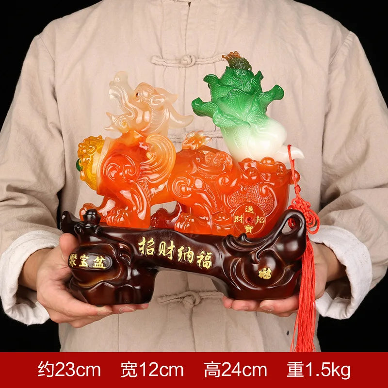 Chinese Lucky Money Pixiu Resin Ornaments Crafts  Living Room Wine Cabinet Home Office Desktop Decor Opening Gifts