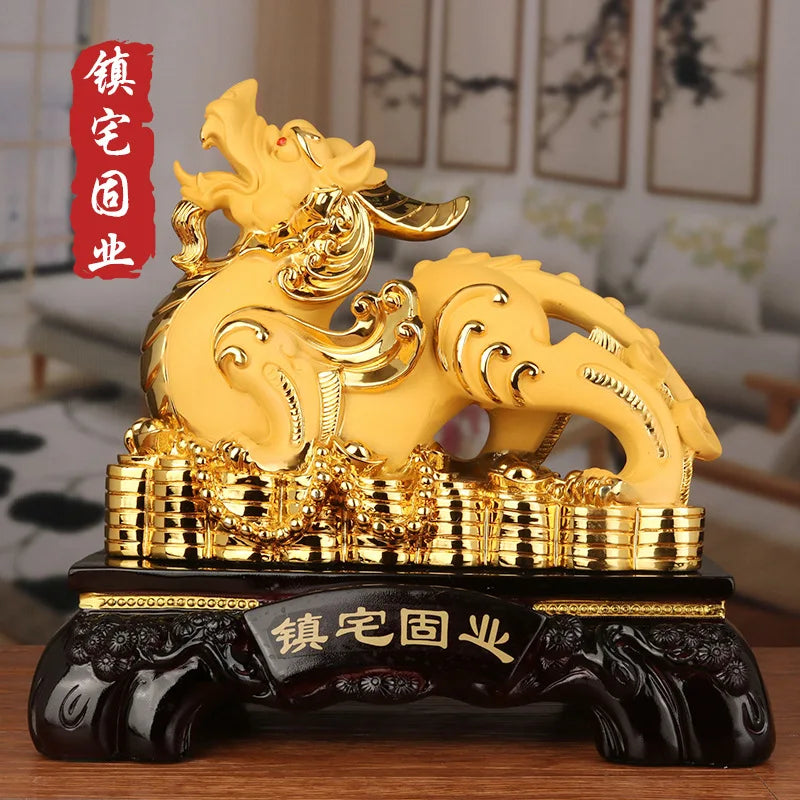 Chinese Lucky Money Pixiu Resin Ornaments Crafts Pixiu Ornaments Sand Gold Resin  Office Home Decoration Creative Gifts