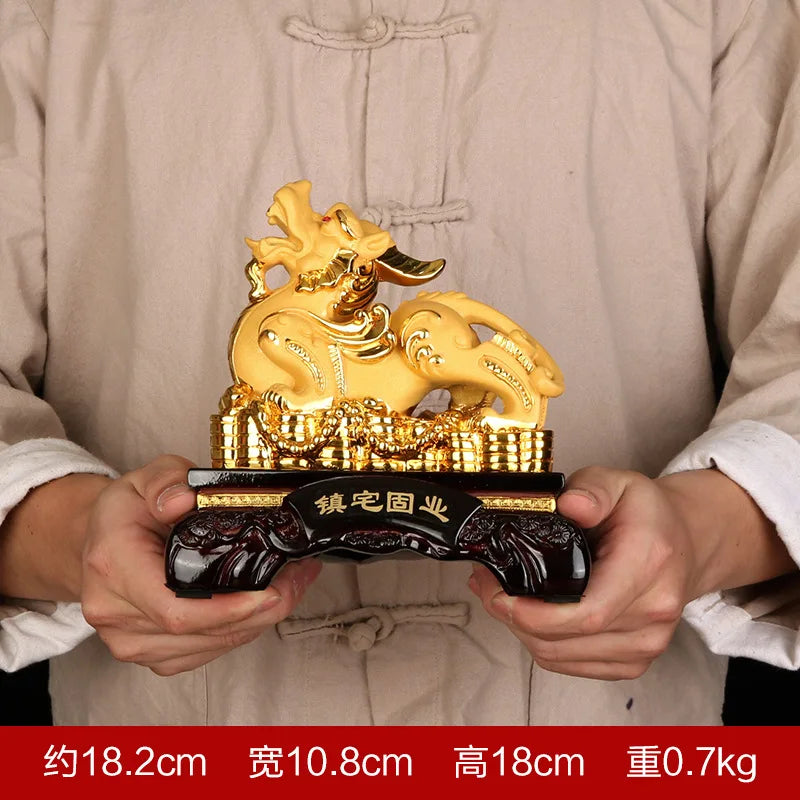 Chinese Lucky Money Pixiu Resin Ornaments Crafts Pixiu Ornaments Sand Gold Resin  Office Home Decoration Creative Gifts