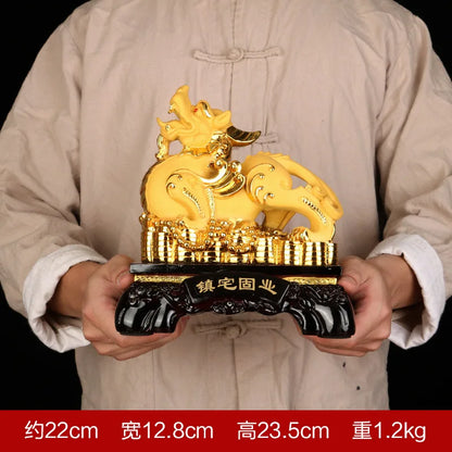 Chinese Lucky Money Pixiu Resin Ornaments Crafts Pixiu Ornaments Sand Gold Resin  Office Home Decoration Creative Gifts