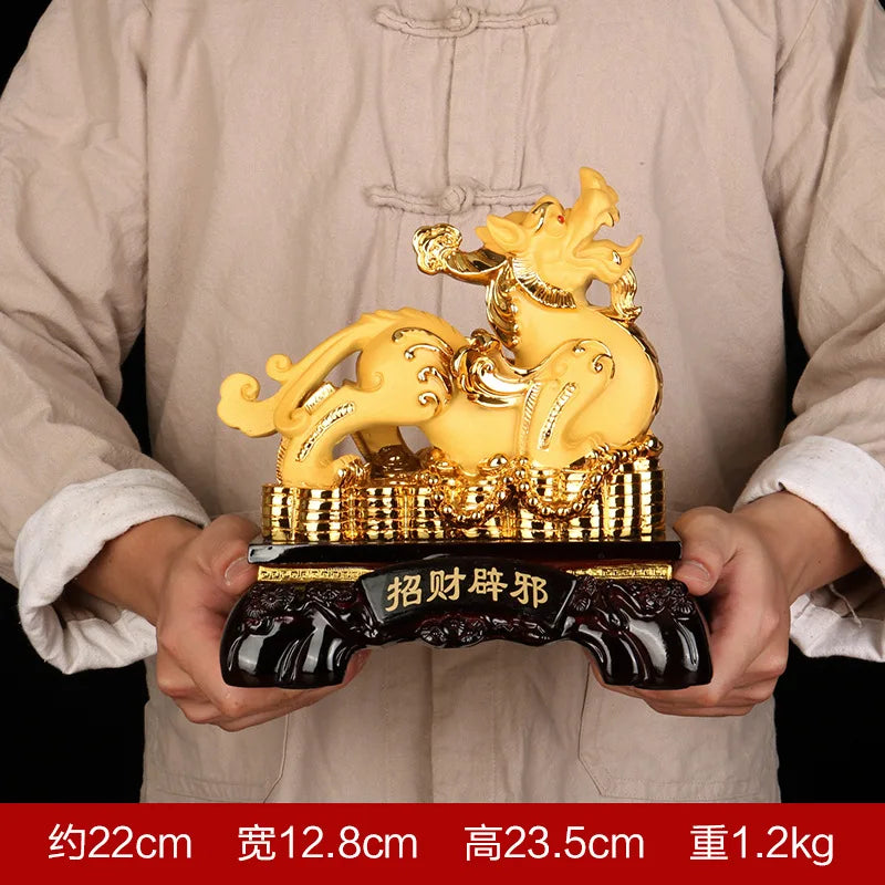 Chinese Lucky Money Pixiu Resin Ornaments Crafts Pixiu Ornaments Sand Gold Resin  Office Home Decoration Creative Gifts