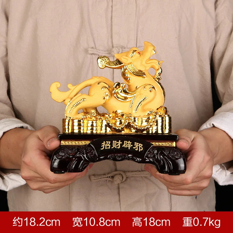 Chinese Lucky Money Pixiu Resin Ornaments Crafts Pixiu Ornaments Sand Gold Resin  Office Home Decoration Creative Gifts