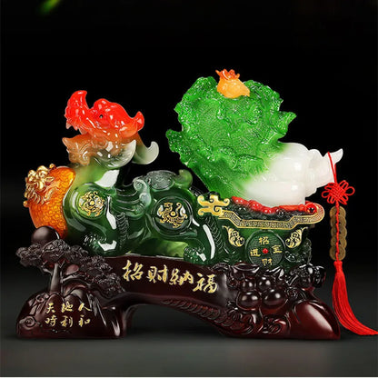 Chinese Lucky Pixiu Ornaments Cabbage Decoration Large Office Table Living Room Wine Cabinet Decoration Business Gift