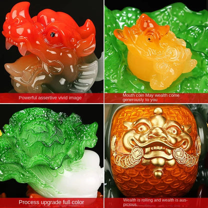 Chinese Lucky Pixiu Ornaments Cabbage Decoration Large Office Table Living Room Wine Cabinet Decoration Business Gift