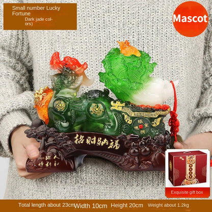 Chinese Lucky Pixiu Ornaments Cabbage Decoration Large Office Table Living Room Wine Cabinet Decoration Business Gift
