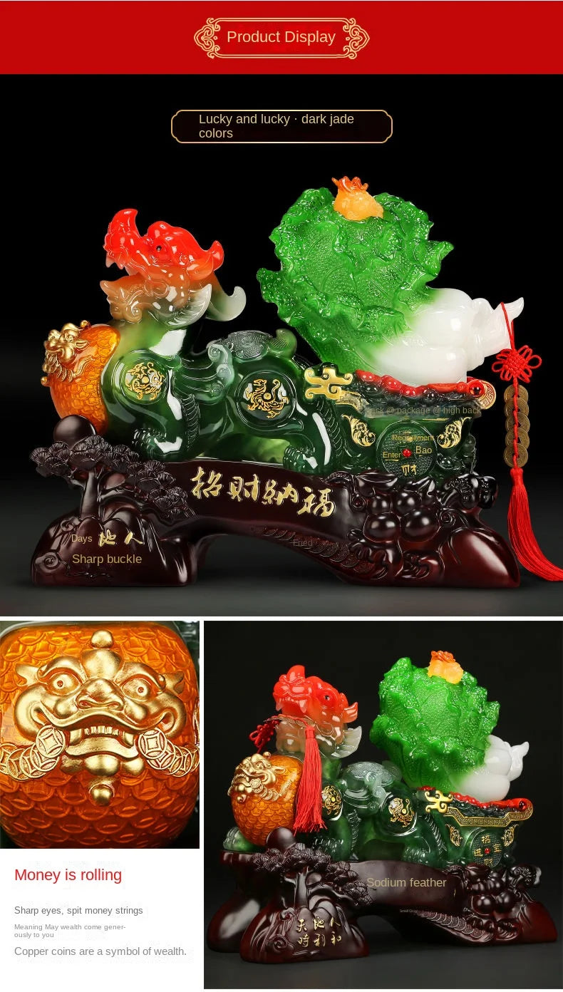 Chinese Lucky Pixiu Ornaments Cabbage Decoration Large Office Table Living Room Wine Cabinet Decoration Business Gift