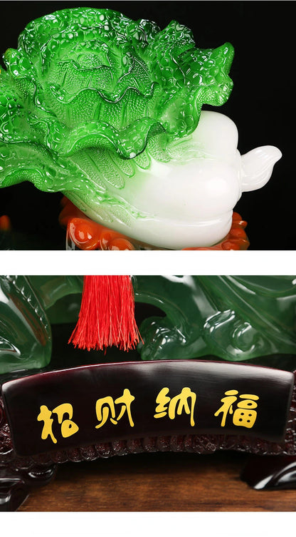 Chinese Lucky Pixiu Ornaments Feng Shui Jade Cabbage Decoration  Office Table Living Room Wine Cabinet Decoration Business Gift