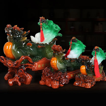 Chinese Lucky Pixiu Ornaments Golden Chan Hotel Business Gifts Jade Cabbage Opening Gift Handicraft Home Decoration