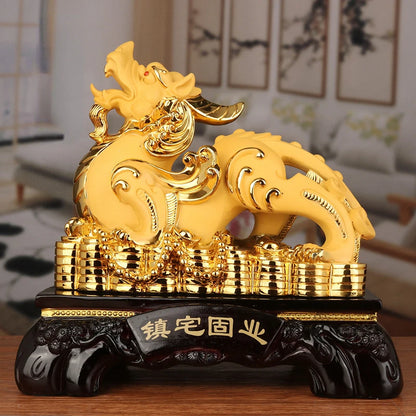 Chinese Lucky Pixiu Resin Ornaments Crafts Feng Shui Sand Gold Office Home Decoration Creative Gifts