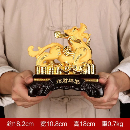 Chinese Lucky Pixiu Resin Ornaments Crafts Feng Shui Sand Gold Office Home Decoration Creative Gifts