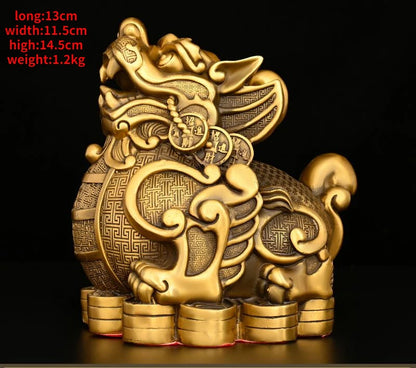 Chinese Lucky Pure Copper Brave Ornaments Money Brave Living Room Wine Cabinet Office Desktop Decorative Crafts