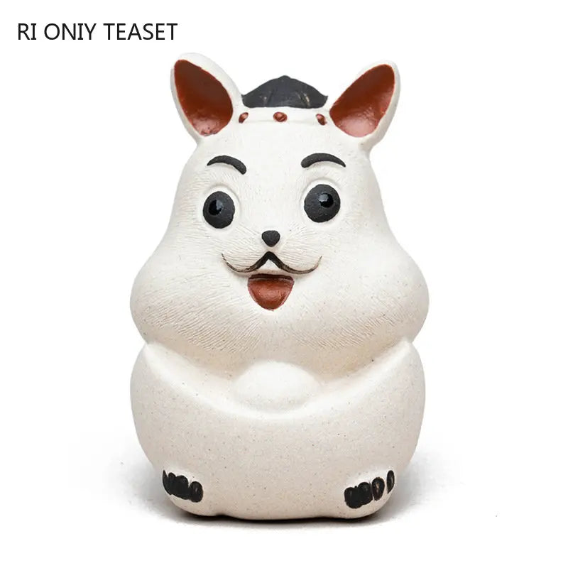 Chinese Lucky Yixing Purple Clay Tea Pet Yuanbao Rabbit Model Ornaments Handmade Zisha Tea Figurine Crafts Tea Set Decoration