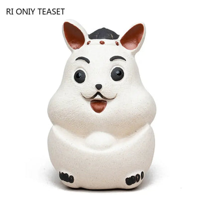 Chinese Lucky Yixing Purple Clay Tea Pet Yuanbao Rabbit Model Ornaments Handmade Zisha Tea Figurine Crafts Tea Set Decoration
