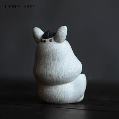 Chinese Lucky Yixing Purple Clay Tea Pet Yuanbao Rabbit Model Ornaments Handmade Zisha Tea Figurine Crafts Tea Set Decoration
