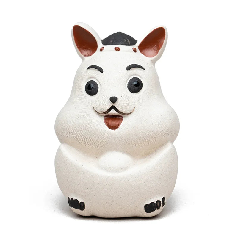 Chinese Lucky Yixing Purple Clay Tea Pet Yuanbao Rabbit Model Ornaments Handmade Zisha Tea Figurine Crafts Tea Set Decoration
