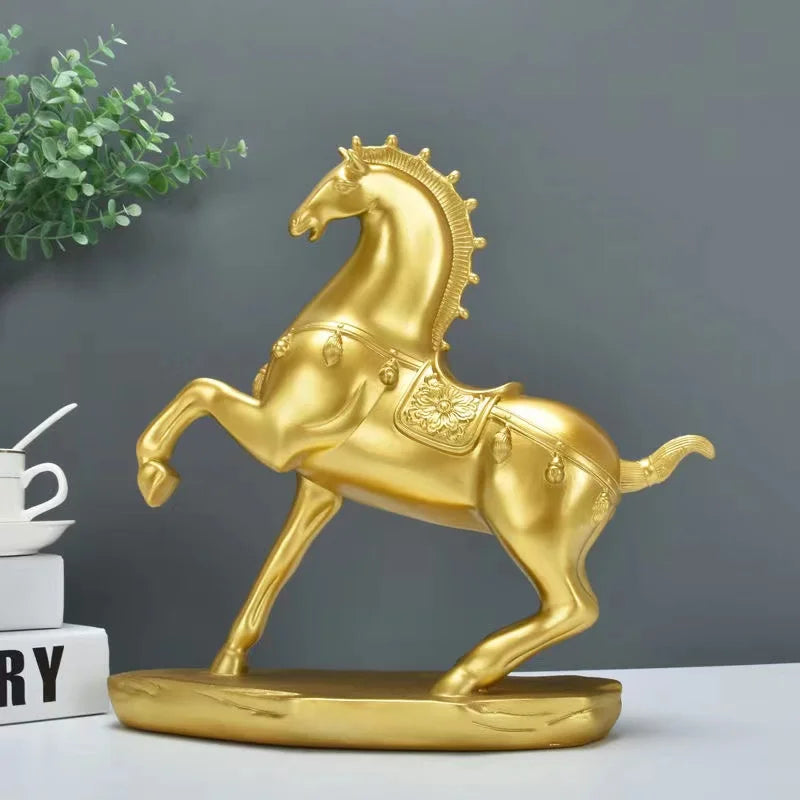 Chinese Luxury  Tang Horse Statue Home Decor Accessories Resin Living Room Decor Modern Horse Sculpture Decor