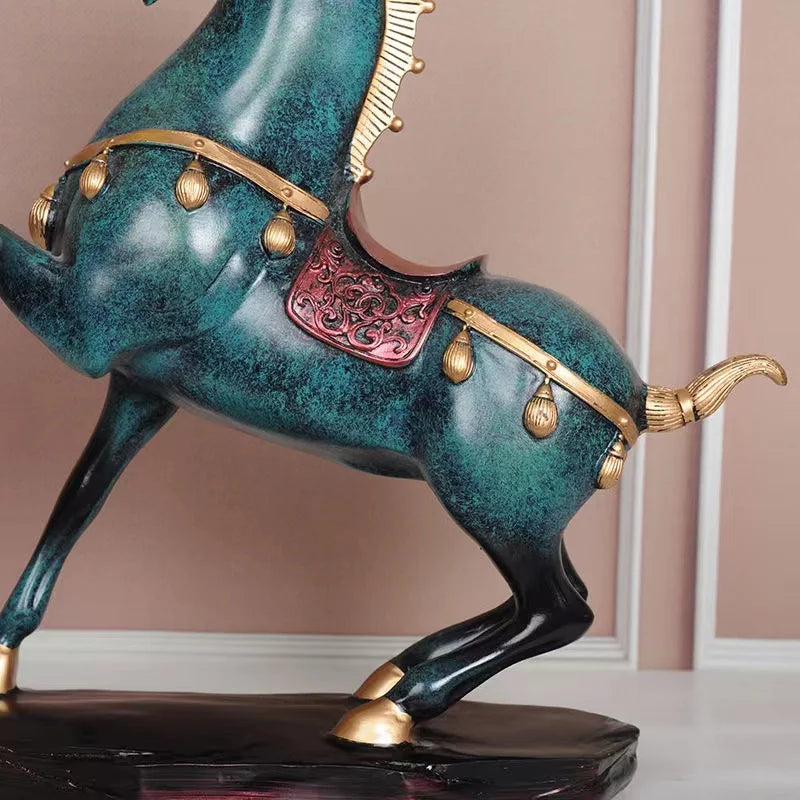 Chinese Luxury  Tang Horse Statue Home Decor Accessories Resin Living Room Decor Modern Horse Sculpture Decor