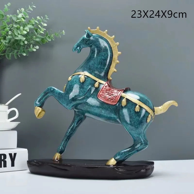 Chinese Luxury  Tang Horse Statue Home Decor Accessories Resin Living Room Decor Modern Horse Sculpture Decor