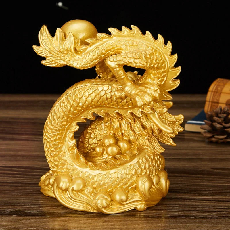 Chinese Mascot Tamron Ornaments Resin Lucky Dragon Sculpture Statue Home Decor Accessories