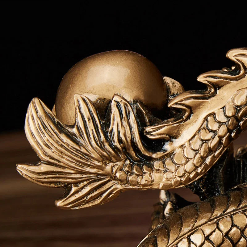 Chinese Mascot Tamron Ornaments Resin Lucky Dragon Sculpture Statue Home Decor Accessories