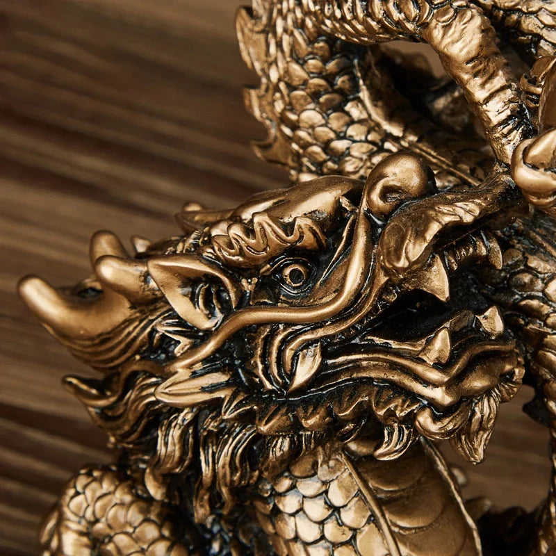 Chinese Mascot Tamron Ornaments Resin Lucky Dragon Sculpture Statue Home Decor Accessories