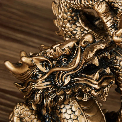 Chinese Mascot Tamron Ornaments Resin Lucky Dragon Sculpture Statue Home Decor Accessories