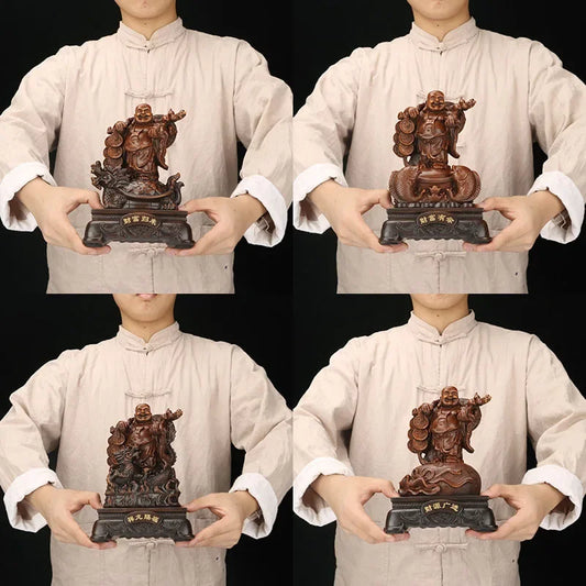 Chinese Modern Art  Resin Laughing Buddha Statue Four Styles of Lucky Dragon Tortoise Buddha Sculpture Home Decor