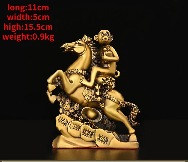 Chinese Monkey Copper Immediately Feng Hou Ornaments Zodiac Monkey Home Living Room Study Office  Fengshui Decoration