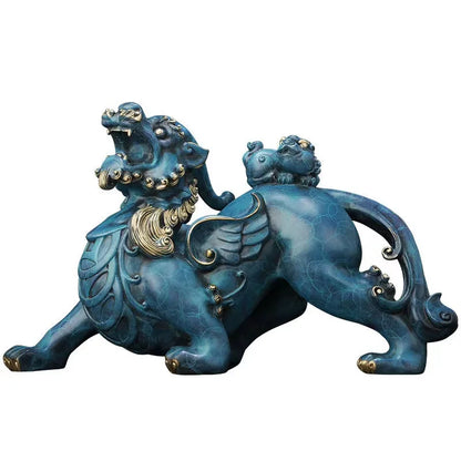 Chinese Mythical Animal Pure Copper Pi Xiu Mascot Sculpture Statue Lucky Ornaments High-end Home Decoration Accessories