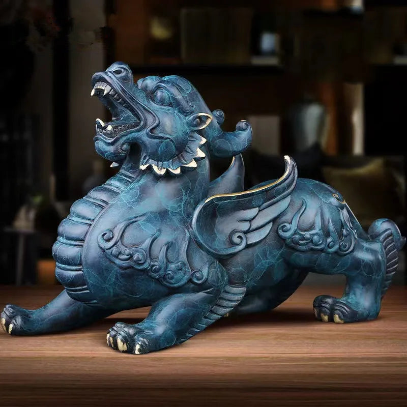 Chinese Mythical Animal Pure Copper Pi Xiu Mascot Sculpture Statue Lucky Ornaments High-end Home Decoration Accessories
