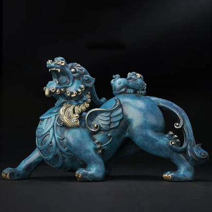 Chinese Mythical Animal Pure Copper Pi Xiu Mascot Sculpture Statue Lucky Ornaments High-end Home Decoration Accessories