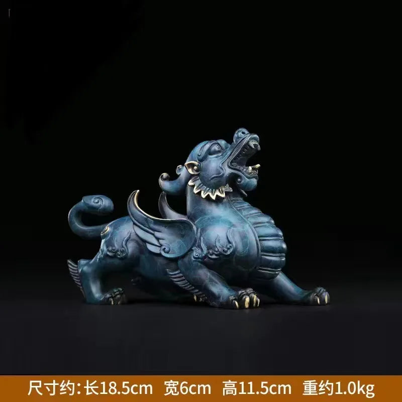 Chinese Mythical Animal Pure Copper Pi Xiu Mascot Sculpture Statue Lucky Ornaments High-end Home Decoration Accessories