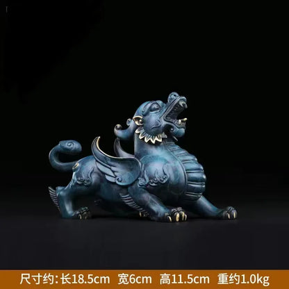Chinese Mythical Animal Pure Copper Pi Xiu Mascot Sculpture Statue Lucky Ornaments High-end Home Decoration Accessories