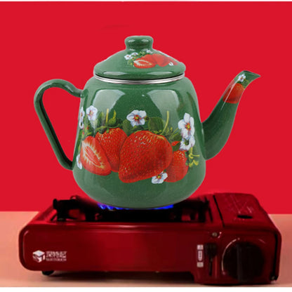 Chinese National Style Enamel Teapot Household Antique Enamel Kettle High Temperature Resistant Boil Overglaze Color Coffee Pot