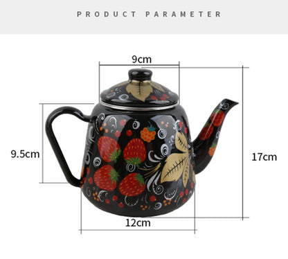 Chinese National Style Enamel Teapot Household Antique Enamel Kettle High Temperature Resistant Boil Overglaze Color Coffee Pot