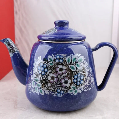 Chinese National Style Enamel Teapot Household Antique Enamel Kettle High Temperature Resistant Boil Overglaze Color Coffee Pot