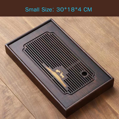 Chinese Natural Bamboo Tea Tray Drainage Water Storage Kung Fu Tea Set Drawer Household Tea Board Chinese Tea Storage Tray