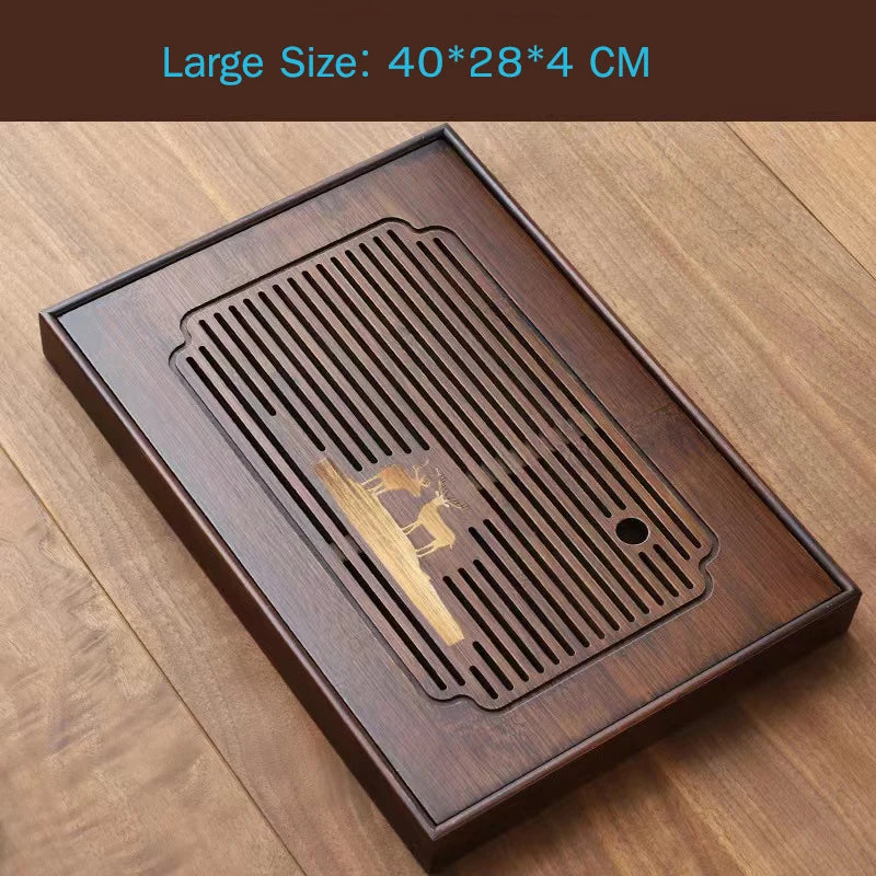 Chinese Natural Bamboo Tea Tray Drainage Water Storage Kung Fu Tea Set Drawer Household Tea Board Chinese Tea Storage Tray
