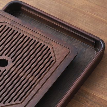 Chinese Natural Bamboo Tea Tray Drainage Water Storage Kung Fu Tea Set Drawer Household Tea Board Chinese Tea Storage Tray