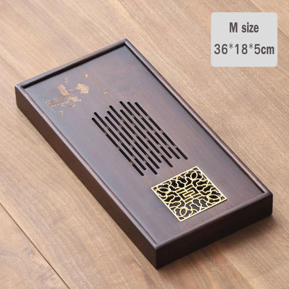 Chinese Natural Bamboo Tea Tray Drainage Water Storage Kung Fu Tea Set Drawer Household Tea Board Chinese Tea Storage Tray