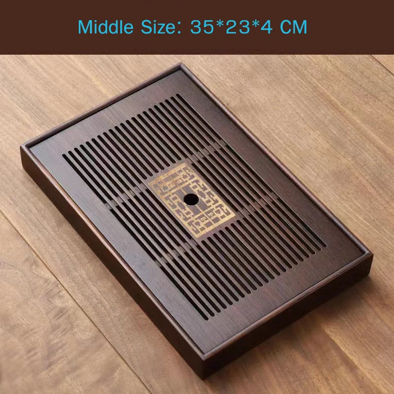 Chinese Natural Bamboo Tea Tray Drainage Water Storage Kung Fu Tea Set Drawer Household Tea Board Chinese Tea Storage Tray