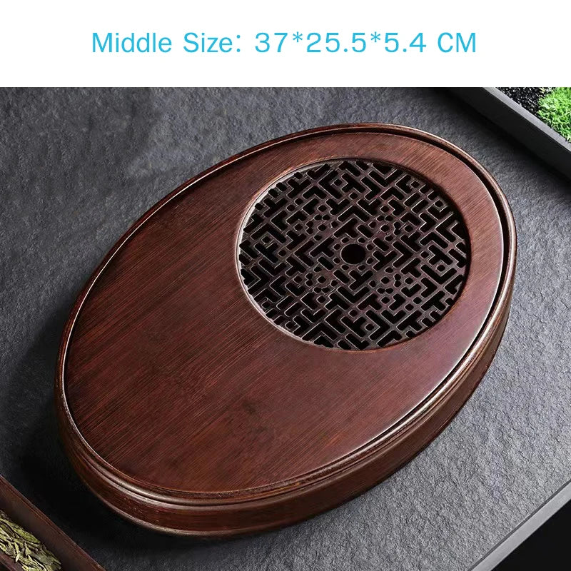 Chinese Natural Bamboo Tea Tray Drainage Water Storage Kung Fu Tea Set Drawer Household Tea Board Chinese Tea Storage Tray