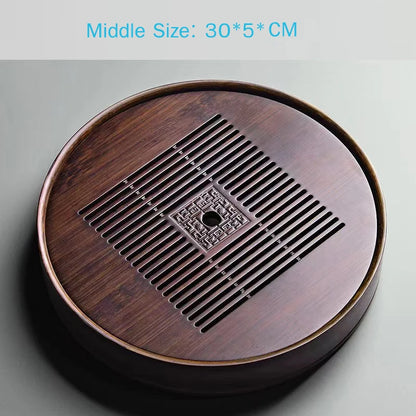 Chinese Natural Bamboo Tea Tray Drainage Water Storage Kung Fu Tea Set Drawer Household Tea Board Chinese Tea Storage Tray