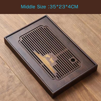 Chinese Natural Bamboo Tea Tray Drainage Water Storage Kung Fu Tea Set Drawer Household Tea Board Chinese Tea Storage Tray